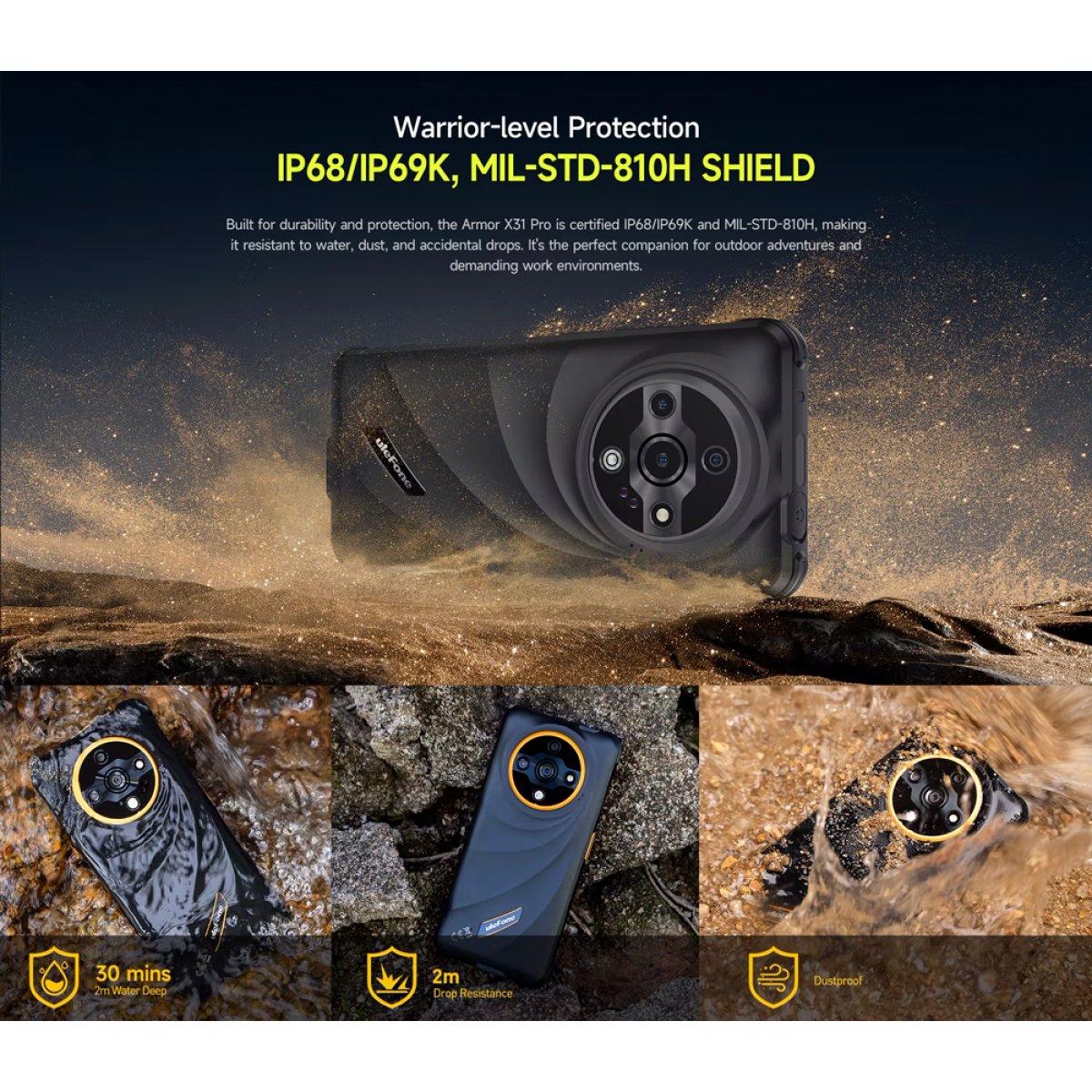 ARMORX31-PRO-2 ULEFONE smartphone Armor X31 Pro, 6.56", 8/256GB, 5G, 6050mAh, IP68/IP69K, μαύρο - Image 8