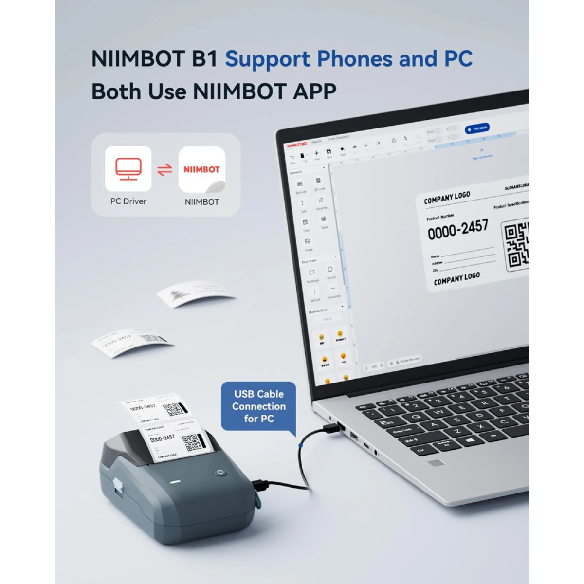 B1-BL-4 NIIMBOT smart θερμικός εκτυπωτής ετικετών B1, 203dpi, Bluetooth, μπλε - Image 5