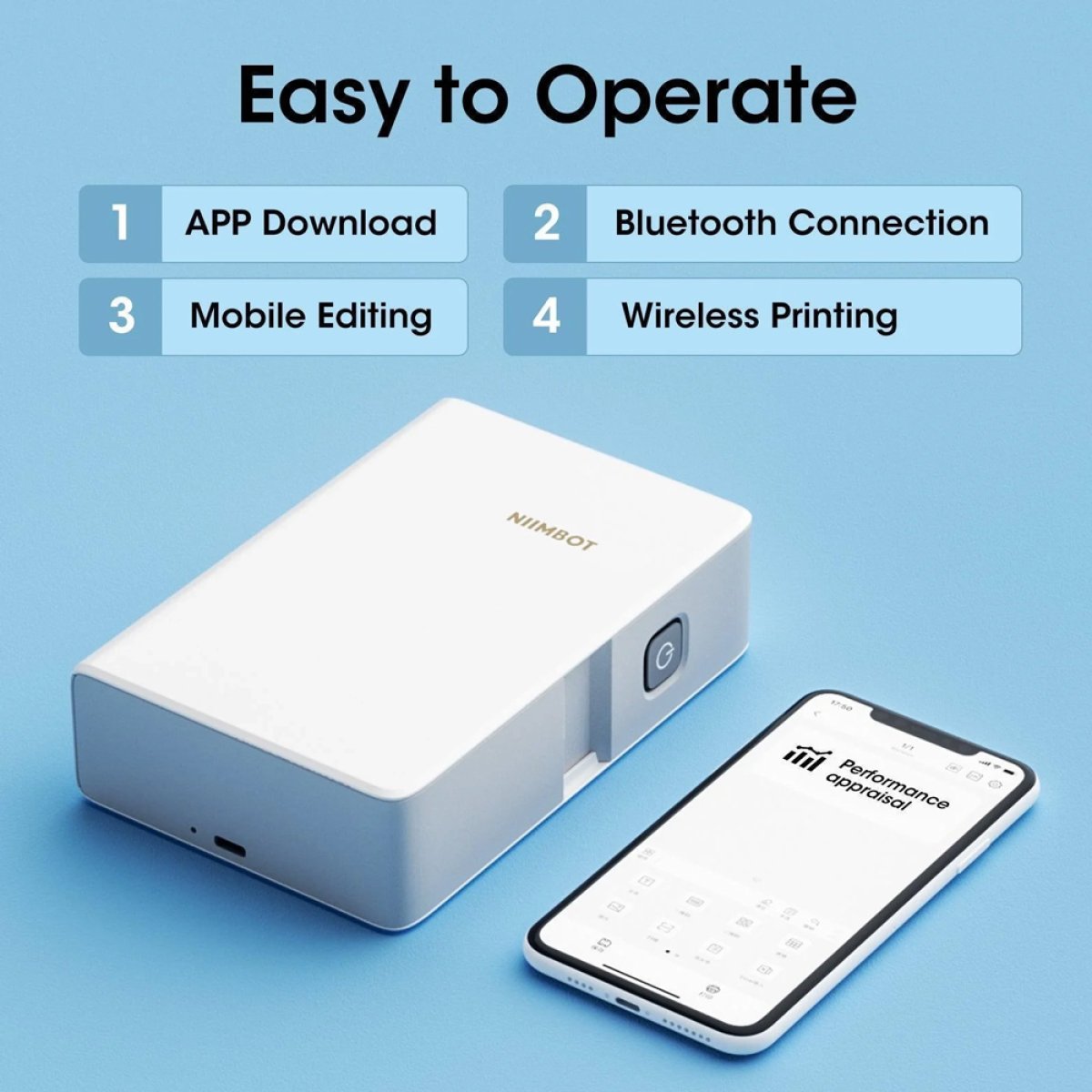 NIIMBOT smart θερμικός εκτυπωτής ετικετών B18, 203dpi, Bluetooth, λευκός - Image 5