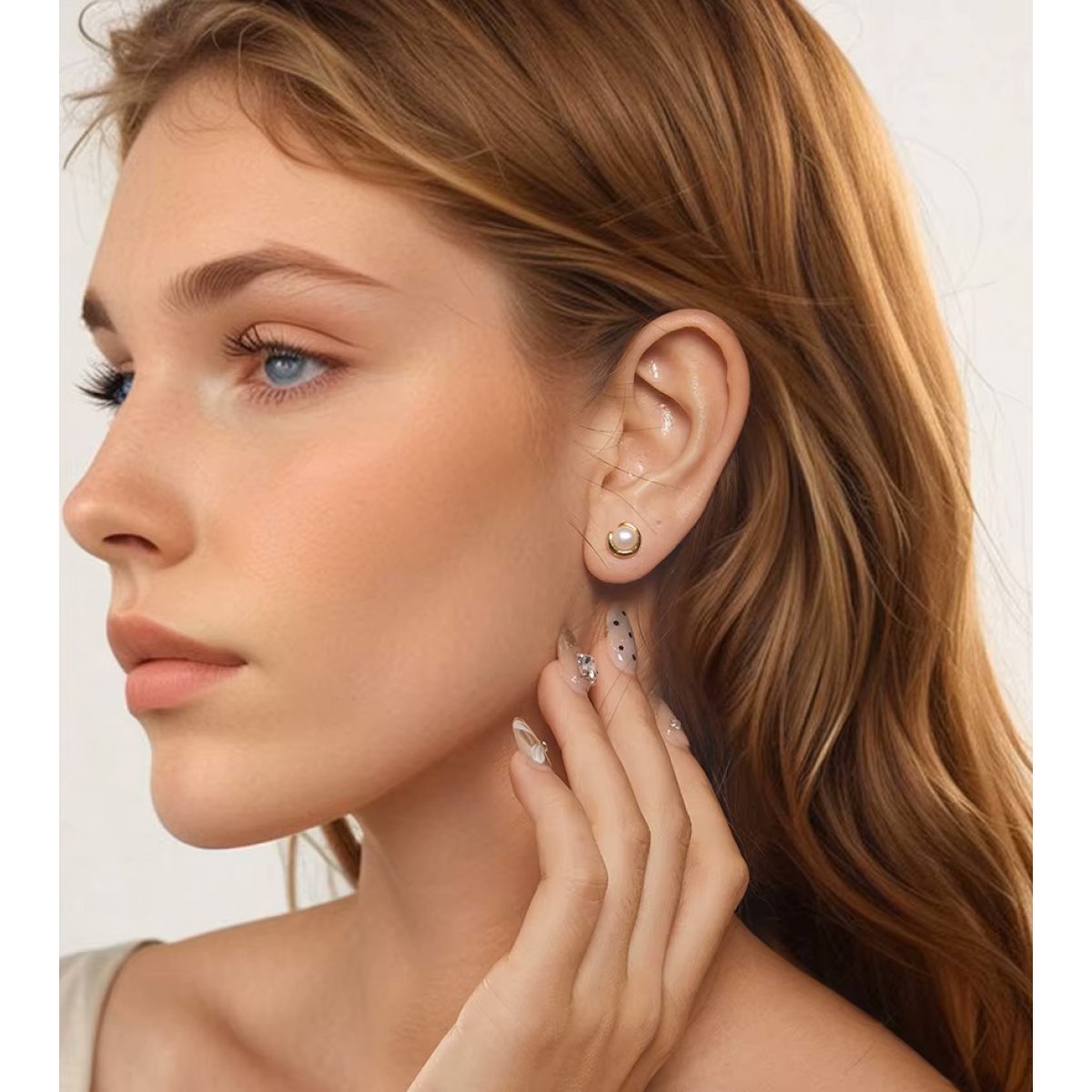 BSE1107-1 BAMOER σκουλαρίκια καρφωτά BSE1107 με λευκή πέρλα, ασήμι 925, χρυσό - Image 2