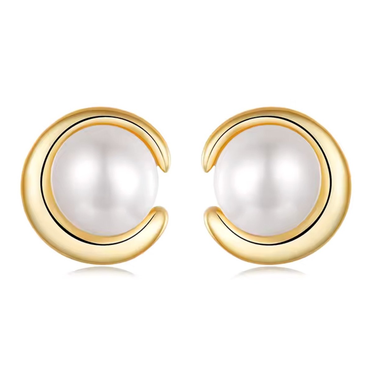 BSE1107 BAMOER σκουλαρίκια καρφωτά BSE1107 με λευκή πέρλα, ασήμι 925, χρυσό - Image 1