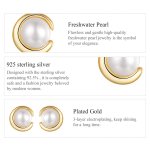 BAMOER σκουλαρίκια καρφωτά BSE1107 με λευκή πέρλα, ασήμι 925, χρυσό - Image 5