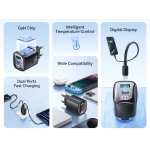 USAMS φορτιστής τοίχου US-CC229, USB & USB-C, 30W, GaN, μαύρος - Image 2