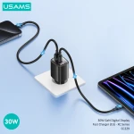 USAMS φορτιστής τοίχου US-CC229, USB & USB-C, 30W, GaN, μαύρος - Image 3
