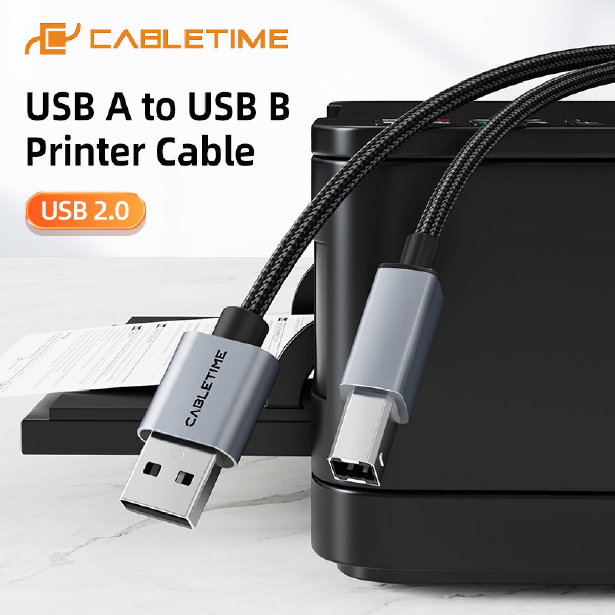 CT-AMBM1-AG5-3 CABLETIME καλώδιο USB σε USB Type B CT-AMBM1, 480Mbps, 5m, μαύρο - Image 4