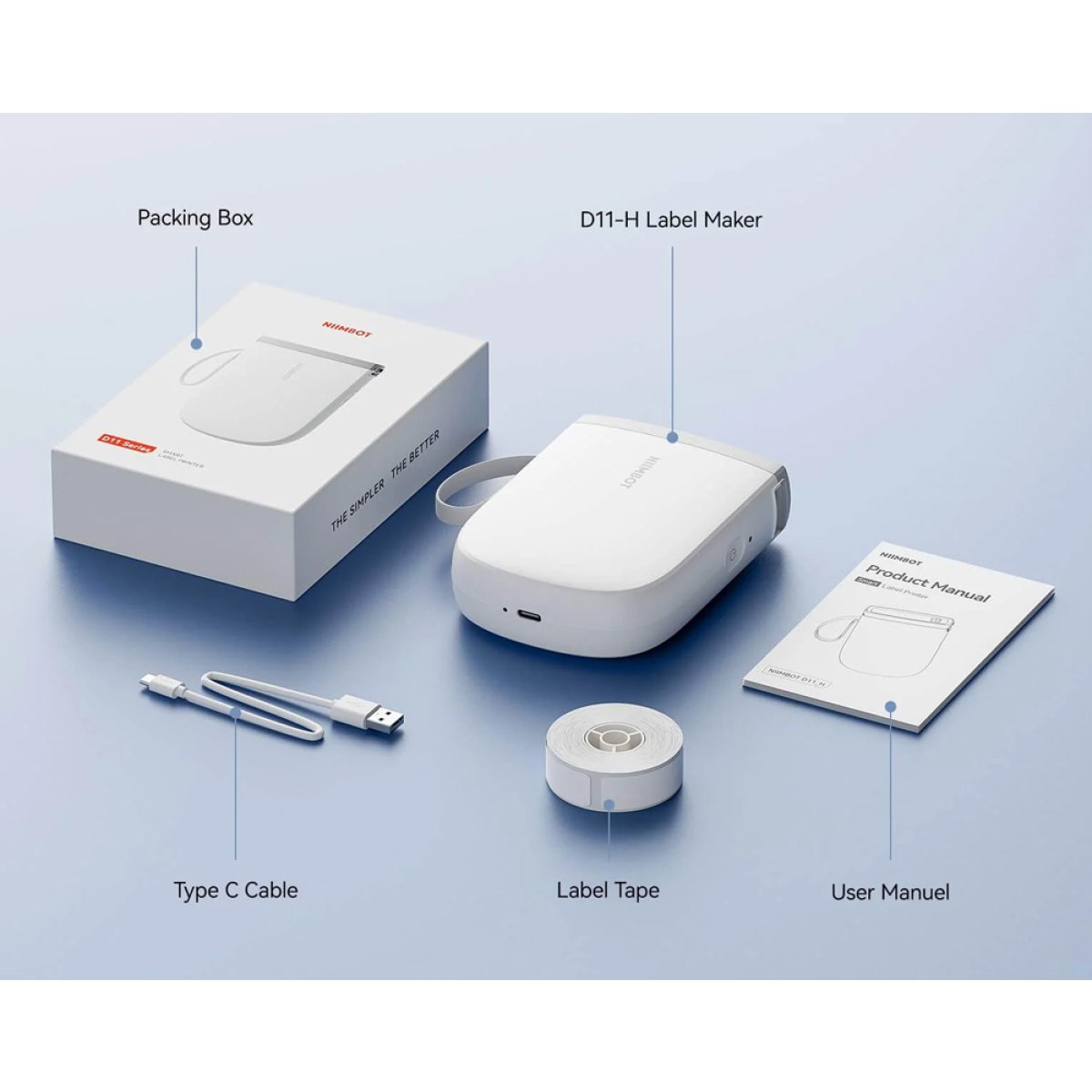 NIIMBOT smart θερμικός εκτυπωτής ετικετών D11-H, 300dpi, Bluetooth, λευκός - Image 8