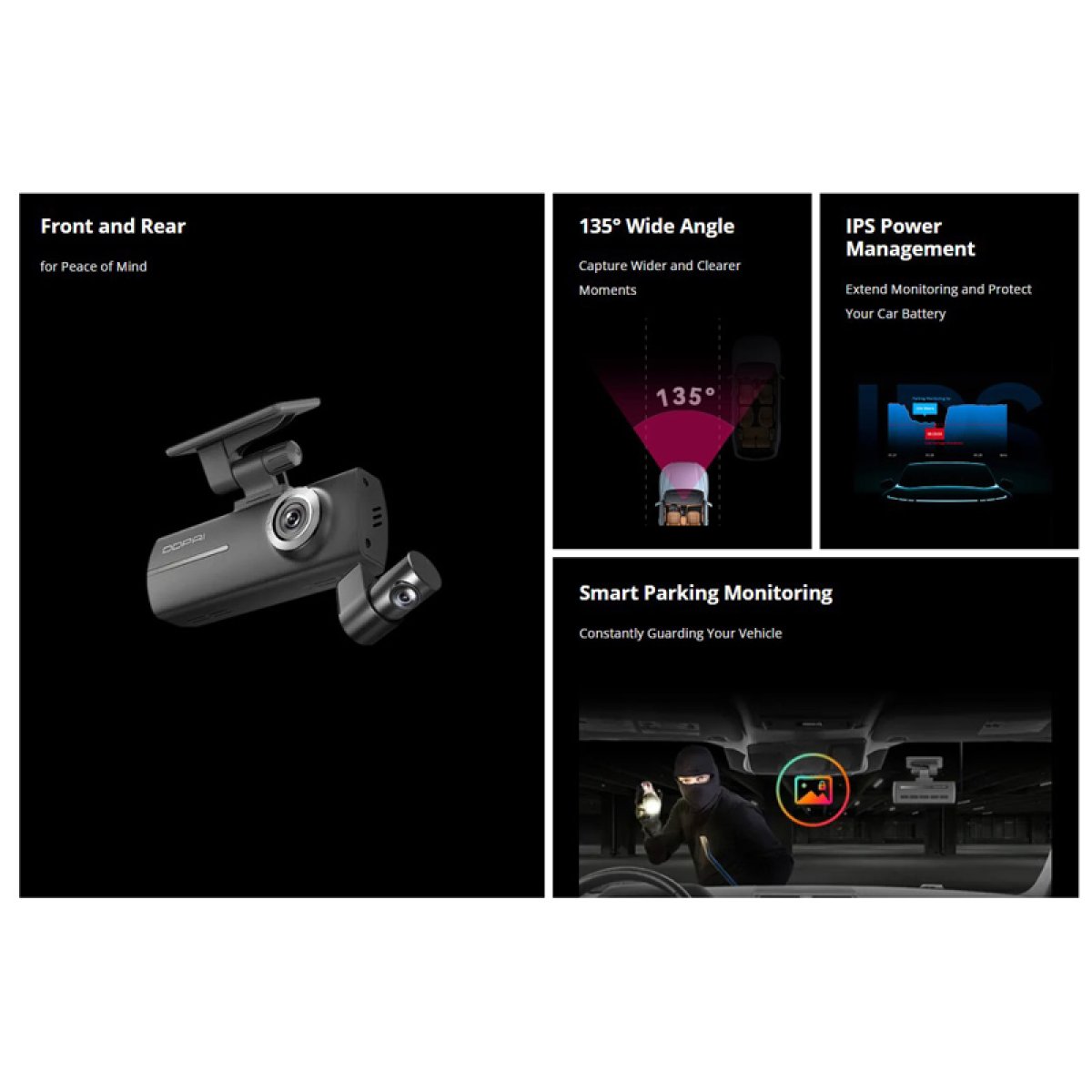 DDP-N1DUAL-1 DDPAI smart σετ καμερών αυτοκινήτου N1 Dual, 1296p/1080p, WiFi - Image 2