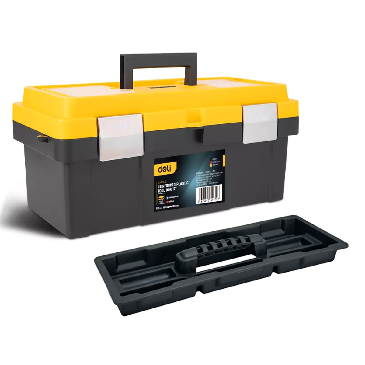 DELI εργαλειοθήκη DL-TC270, πλαστική, 40x21x19cm, μαύρη - Image 1