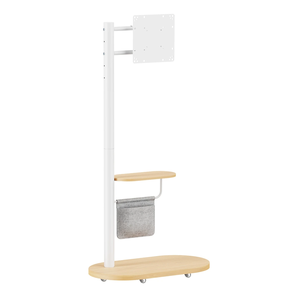 BRATECK βάση τηλεόρασης δαπέδου FS54-22T-02W, 17-43", έως 15kg, με ράφι & ροδάκια - Image 1