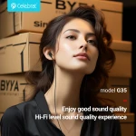 CELEBRAT earphones με μικρόφωνο G35, 3.5mm σύνδεση, 10mm, 1.2m, λευκά - Image 4