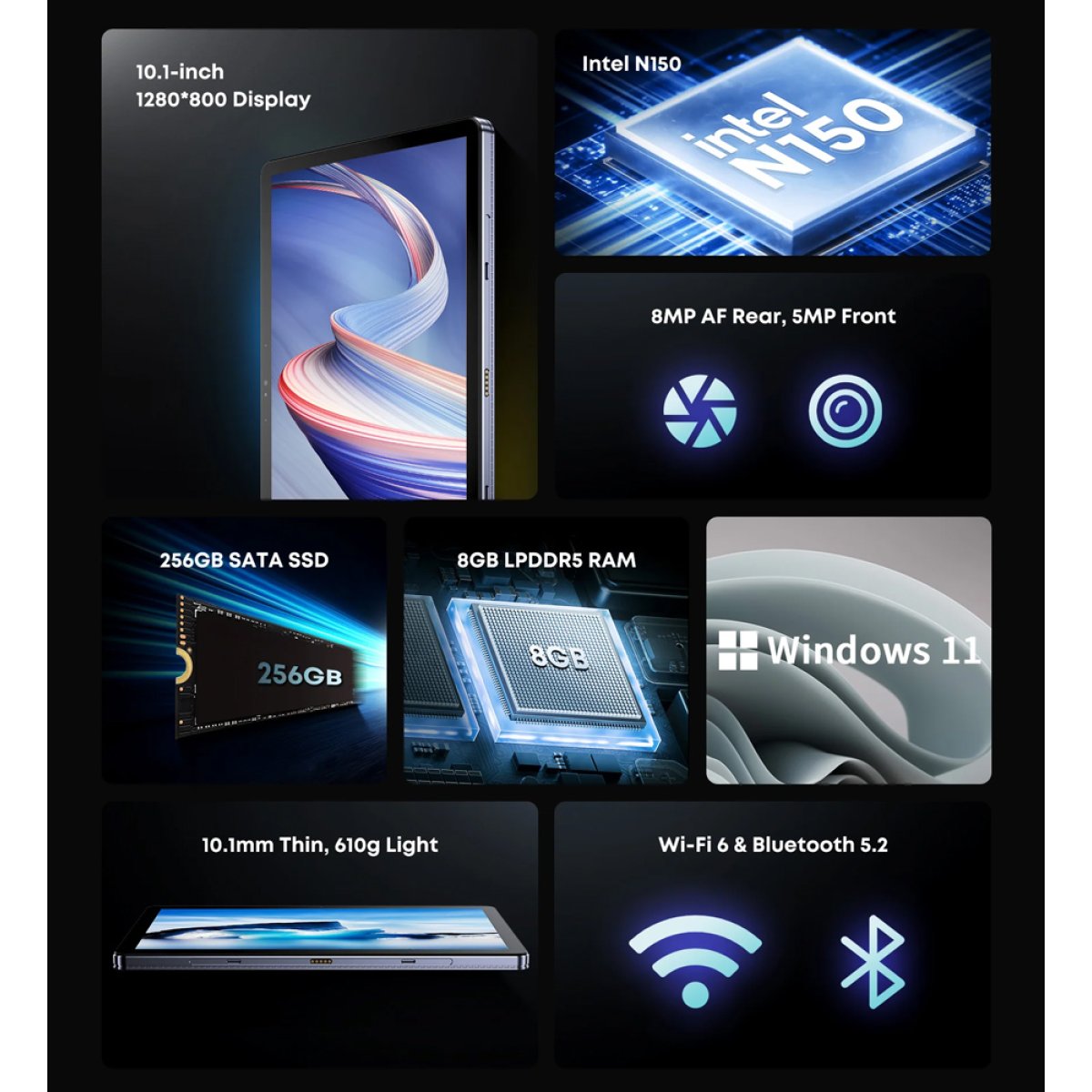 CHUWI tablet Hi10 X1 με πληκτρολόγιο, 10.1", 8/256GB, Windows 11 Home, 3400mAh, γκρι - Image 9