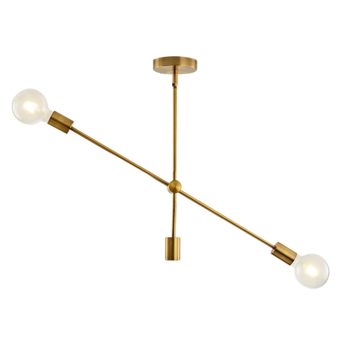 POWERTECH φωτιστικό οροφής HLL-0033, 2x E27, μεταλλικό, chrome gold - Image 1