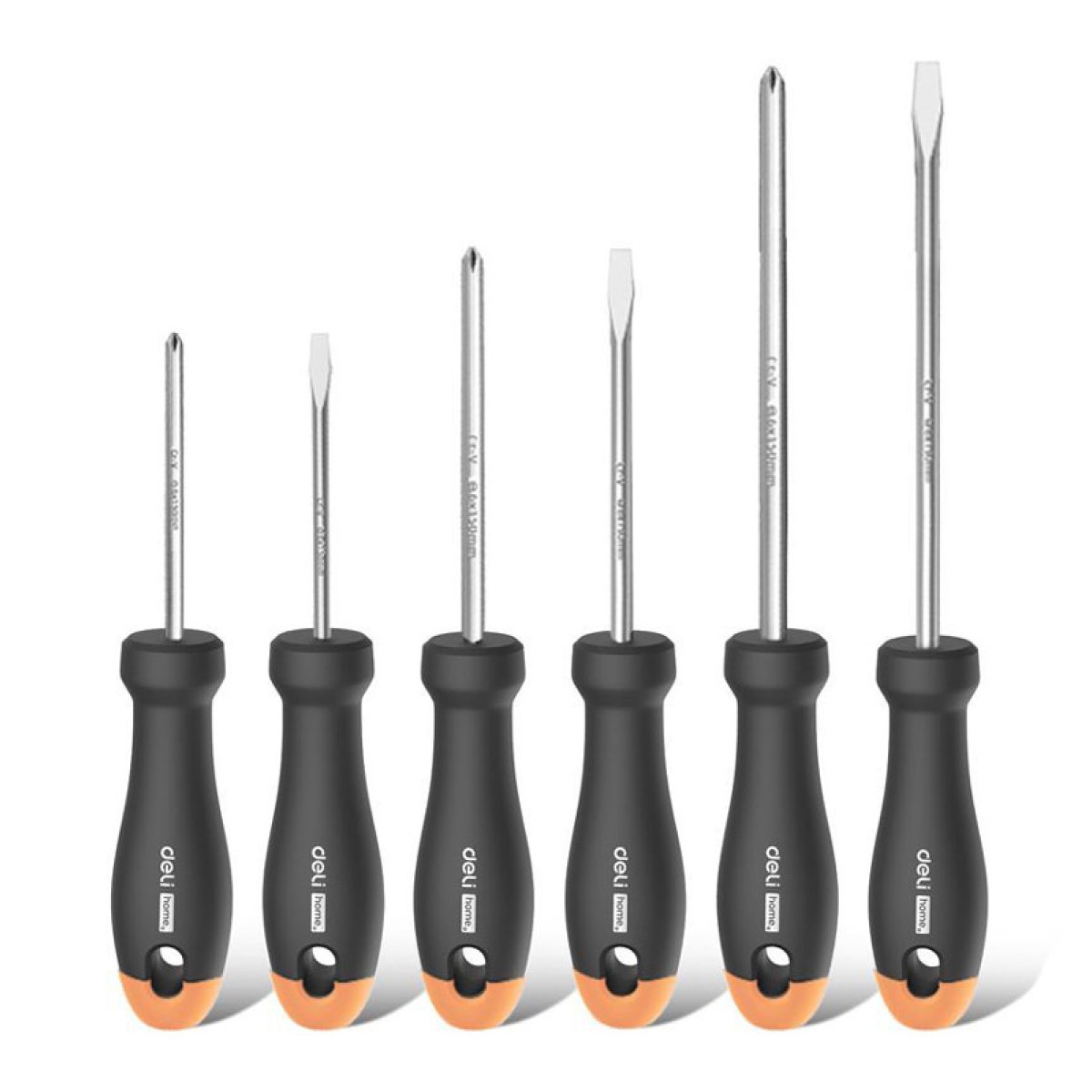 DELI σετ κατσαβίδια HT1006C, 3x ίσια & 3x σταυρωτά, μαγνητικά, 6τμχ - Image 1