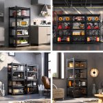 HOME USE μεταλλική ραφιέρα HUH-0198 με 5 ράφια, 90x40x183cm, μαύρη - Image 2