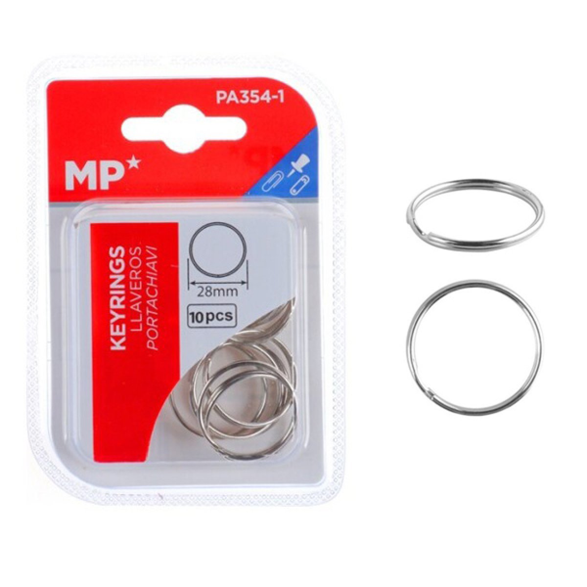 PA354-1 MP μεταλλικοί κρίκοι κλειδιών PA354-1, 28mm, 10τμχ - Image 1