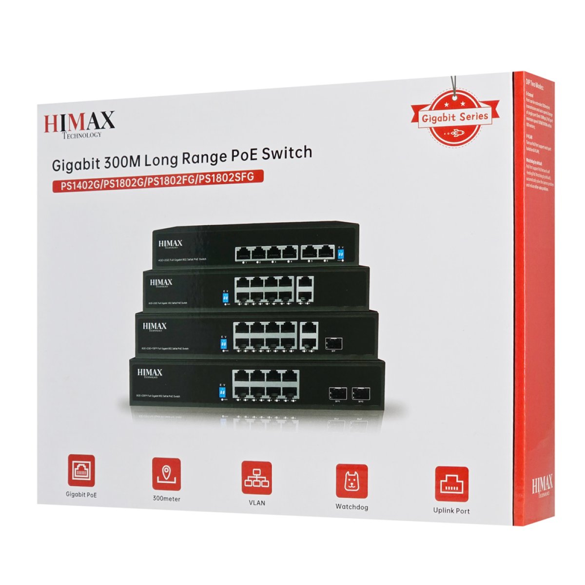 HIMAX PoE switch PS1802G, 8x Ethernet PoE & 2x Ethernet θύρες, έως 1000Mbps - Image 3