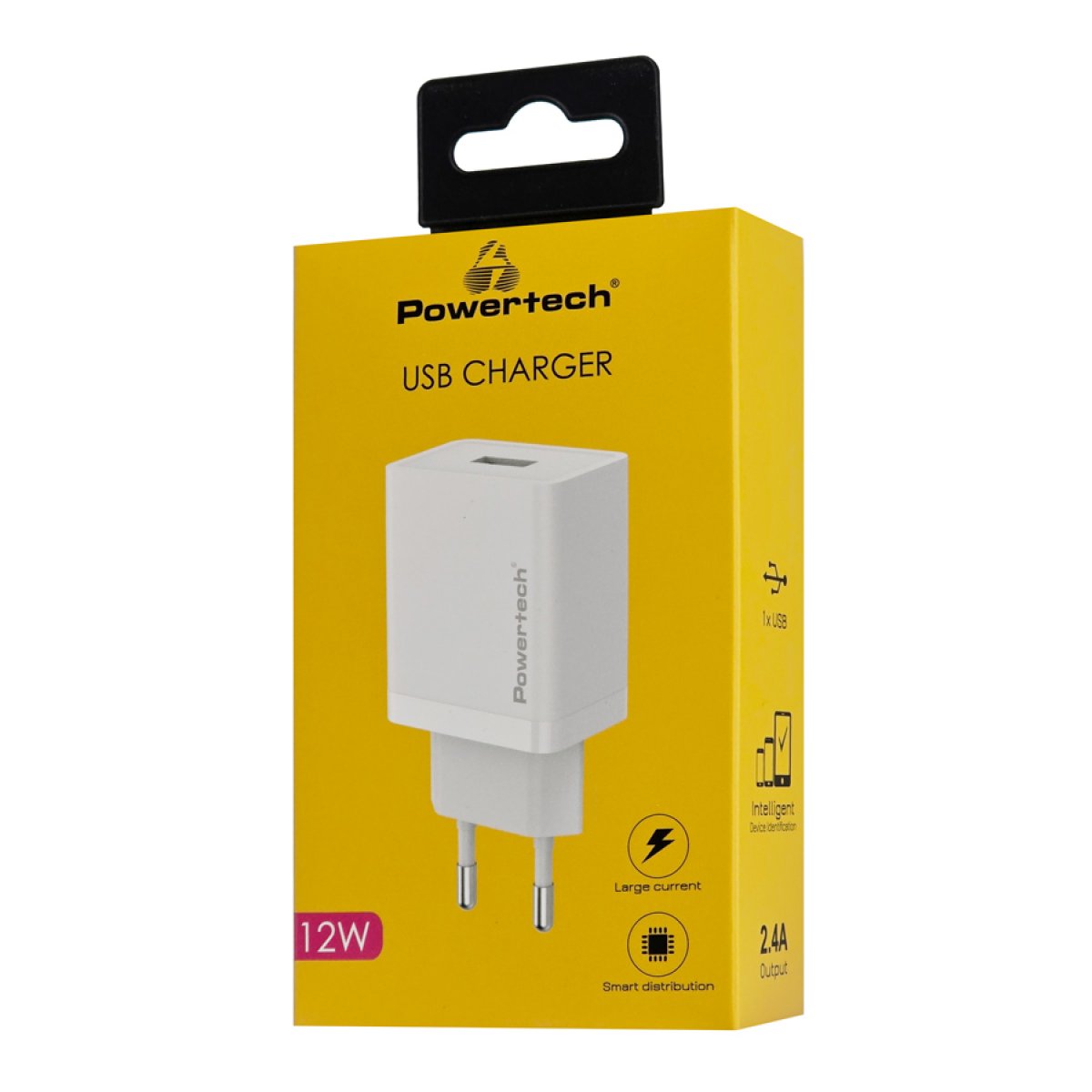POWERTECH φορτιστής τοίχου PT-1320, USB, 12W, λευκός - Image 2