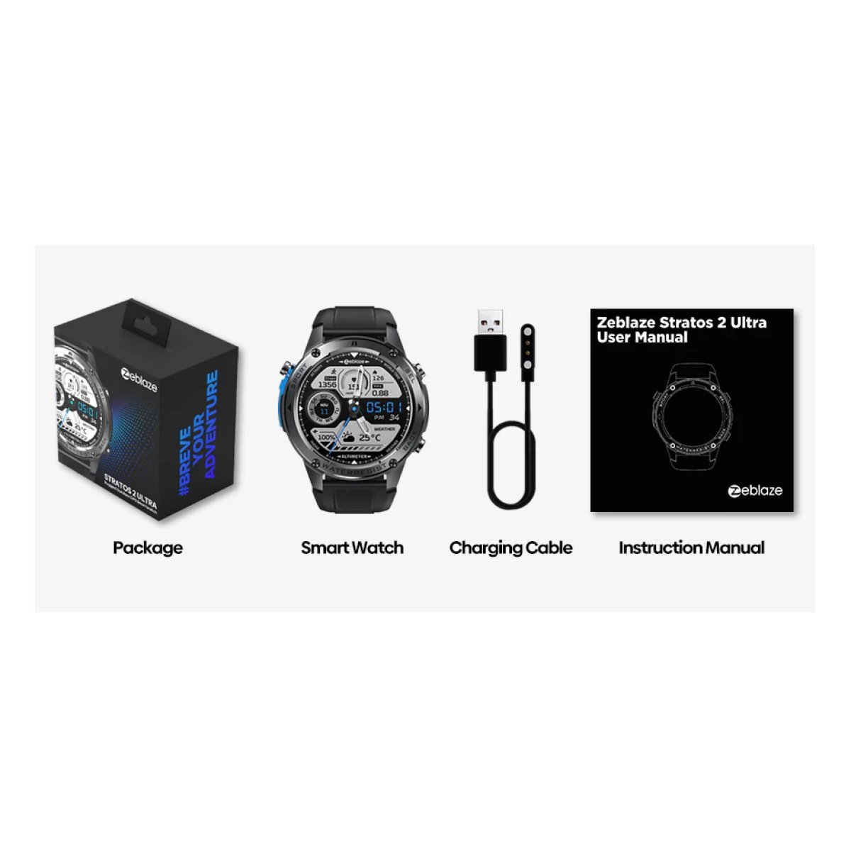 ZEBLAZE smartwatch Stratos 2 Ultra, heart rate, 1.43" AMOLED, GPS, MIL-STD-810H, μαύρο - Image 4