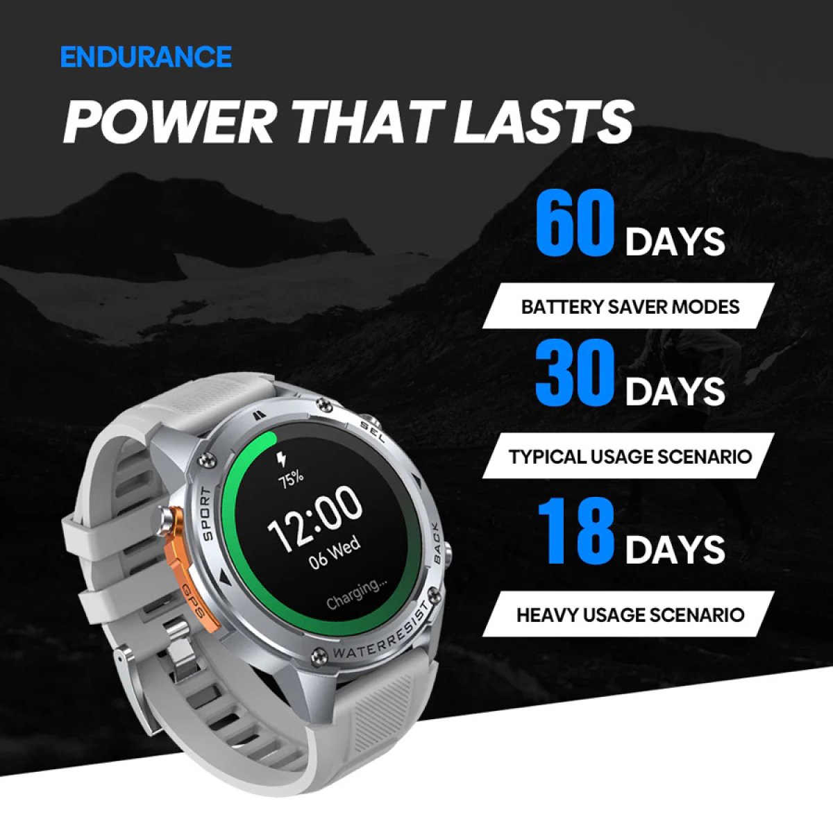 ZEBLAZE smartwatch Stratos 2 Ultra, heart rate, 1.43" AMOLED, GPS, MIL-STD-810H, μαύρο - Image 7