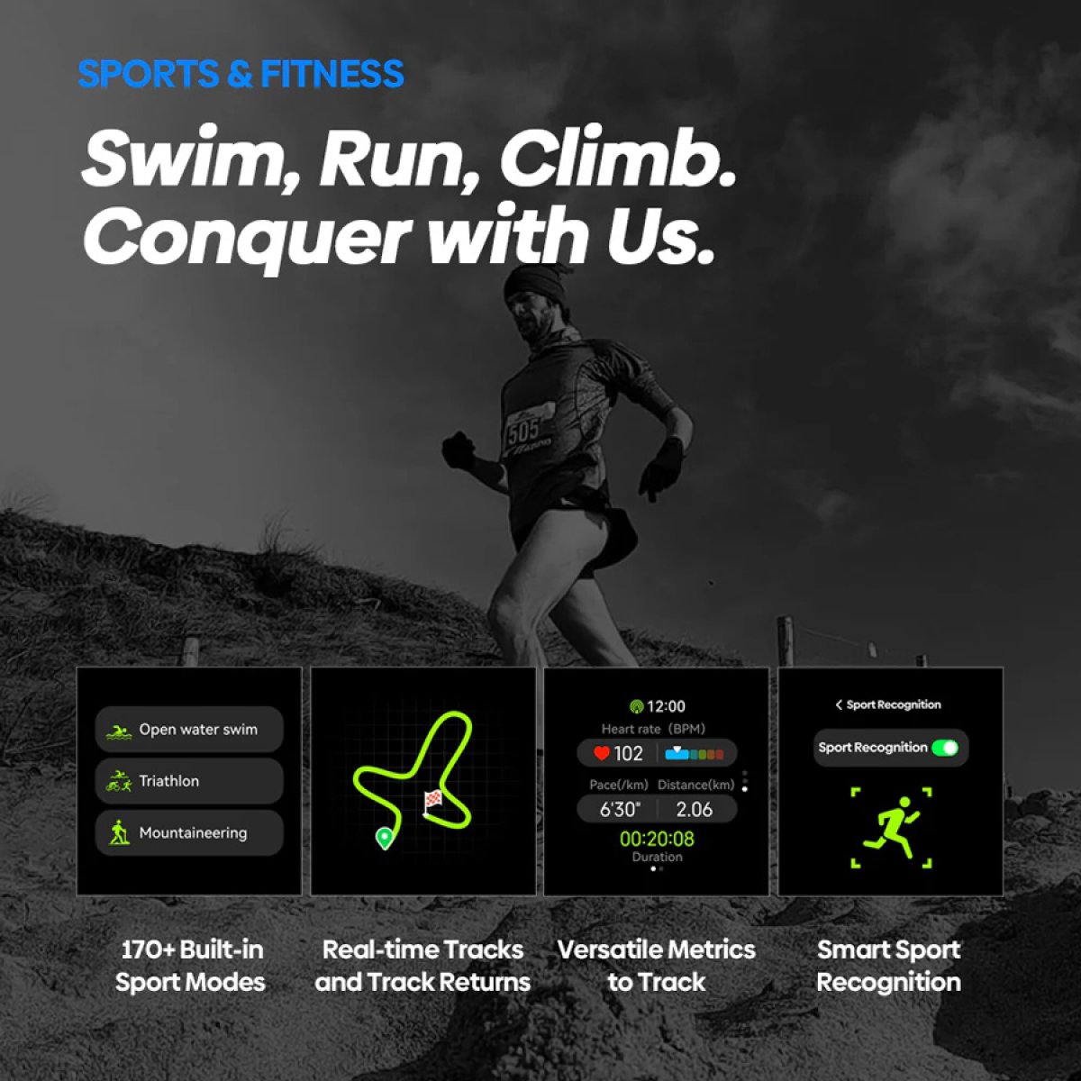 ZEBLAZE smartwatch Stratos 2 Ultra, heart rate, 1.43" AMOLED, GPS, MIL-STD-810H, μαύρο - Image 10