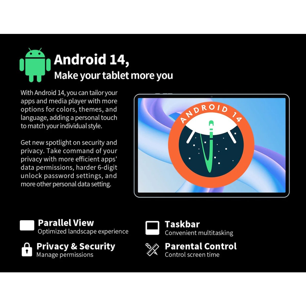 T60PLUS-BL-11 TECLAST tablet T60 Plus, 12", 6/128GB, 4G, Android 14, 8000mAh, μπλε - Image 4