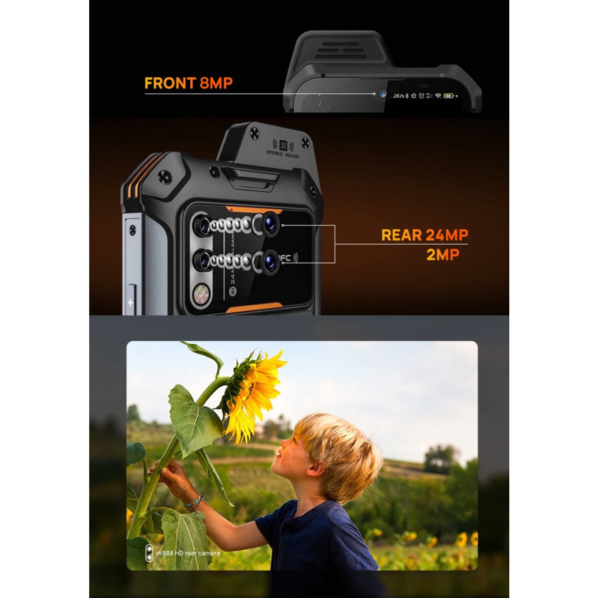 UNIWA smartphone W999, 6.3", 8/128GB , ηχείο 2W, Atex Zone 2, IP68, μαύρο - Image 5