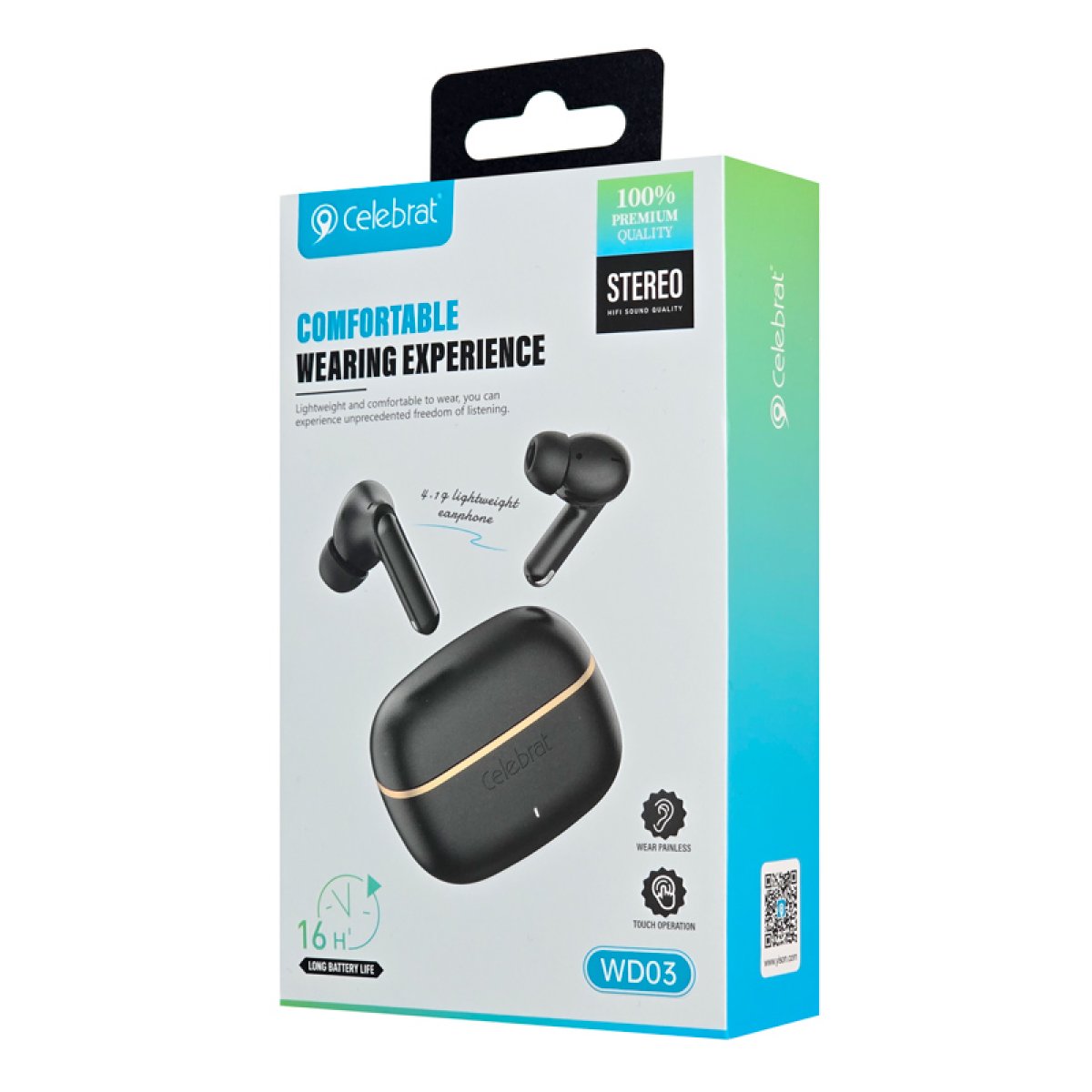 CELEBRAT earphones με θήκη φόρτισης WD03, True Wireless, 13mm, 30/300mAh, μαύρα - Image 7