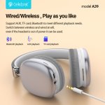 CELEBRAT headphones A39, ασύρματα & ενσύρματα, micro SD, 40mm, 400mAh, μαύρα - Image 2