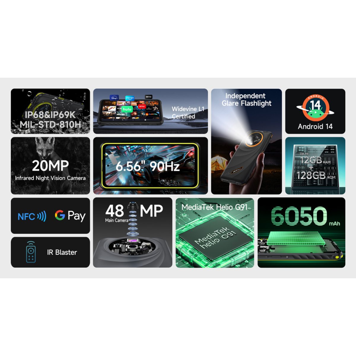 ULEFONE smartphone Armor X31, 6.56", 6/128GB, 6050mAh, IP68/IP69K, μαύρο - Image 2