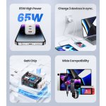 USAMS φορτιστής τοίχου US-CC180, USB & 2x USB-C, 65W PD, GaN, μαύρος - Image 3