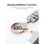 CABLETIME καλώδιο USB-C CT-CM60-PBW, 60W PD, 480Mbps, 0.25m, μαύρο - Image 3