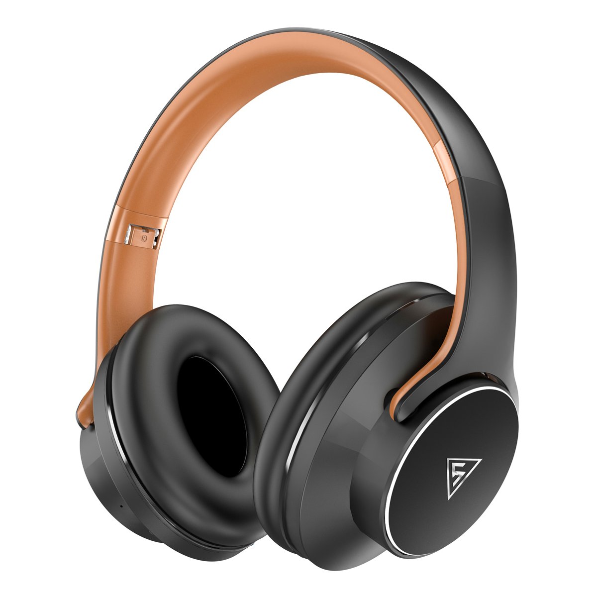 DOQAUS headphones DESIGN 1, ασύρματα & ενσύρματα, Φ40mm, 600mAh, μαύρα/καφέ - Image 1