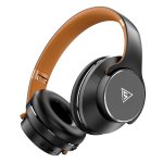DOQAUS headphones DESIGN 1, ασύρματα & ενσύρματα, Φ40mm, 600mAh, μαύρα/καφέ - Image 4