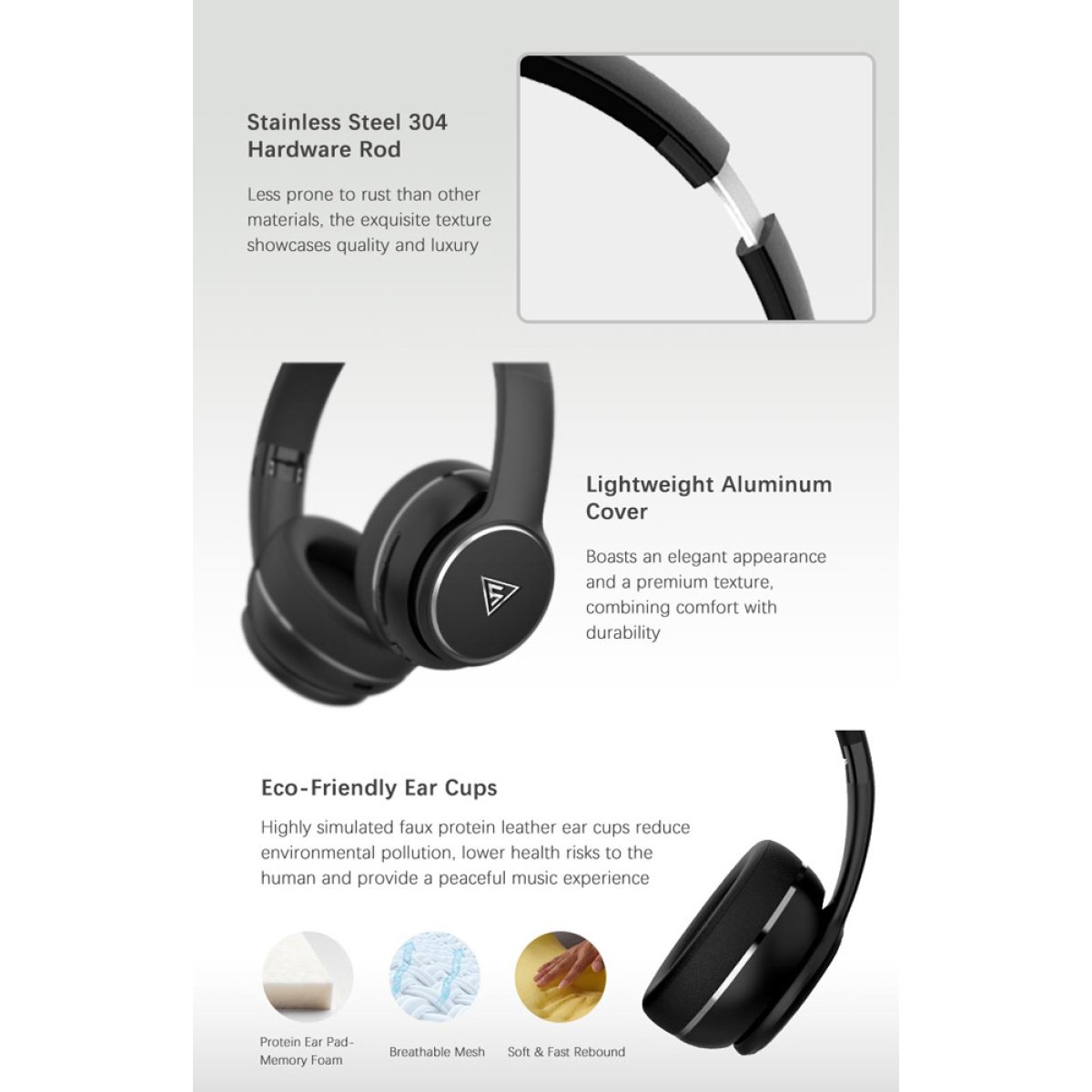 DOQAUS headphones DESIGN 3, ασύρματα & ενσύρματα, Φ40mm, 600mAh, μαύρα/καφέ - Image 6
