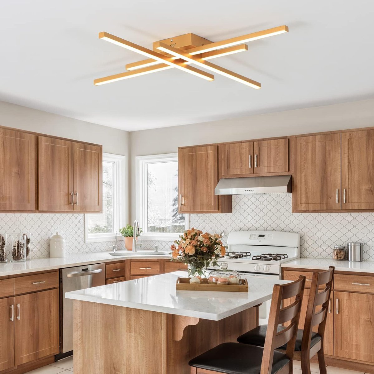 POWERTECH LED φωτιστικό οροφής HLL-0179, 50W, 4500K, 9x60x60cm, χρυσό - Image 2