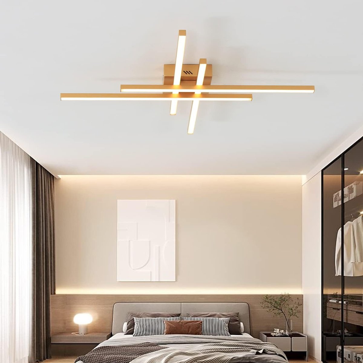 POWERTECH LED φωτιστικό οροφής HLL-0179, 50W, 4500K, 9x60x60cm, χρυσό - Image 3