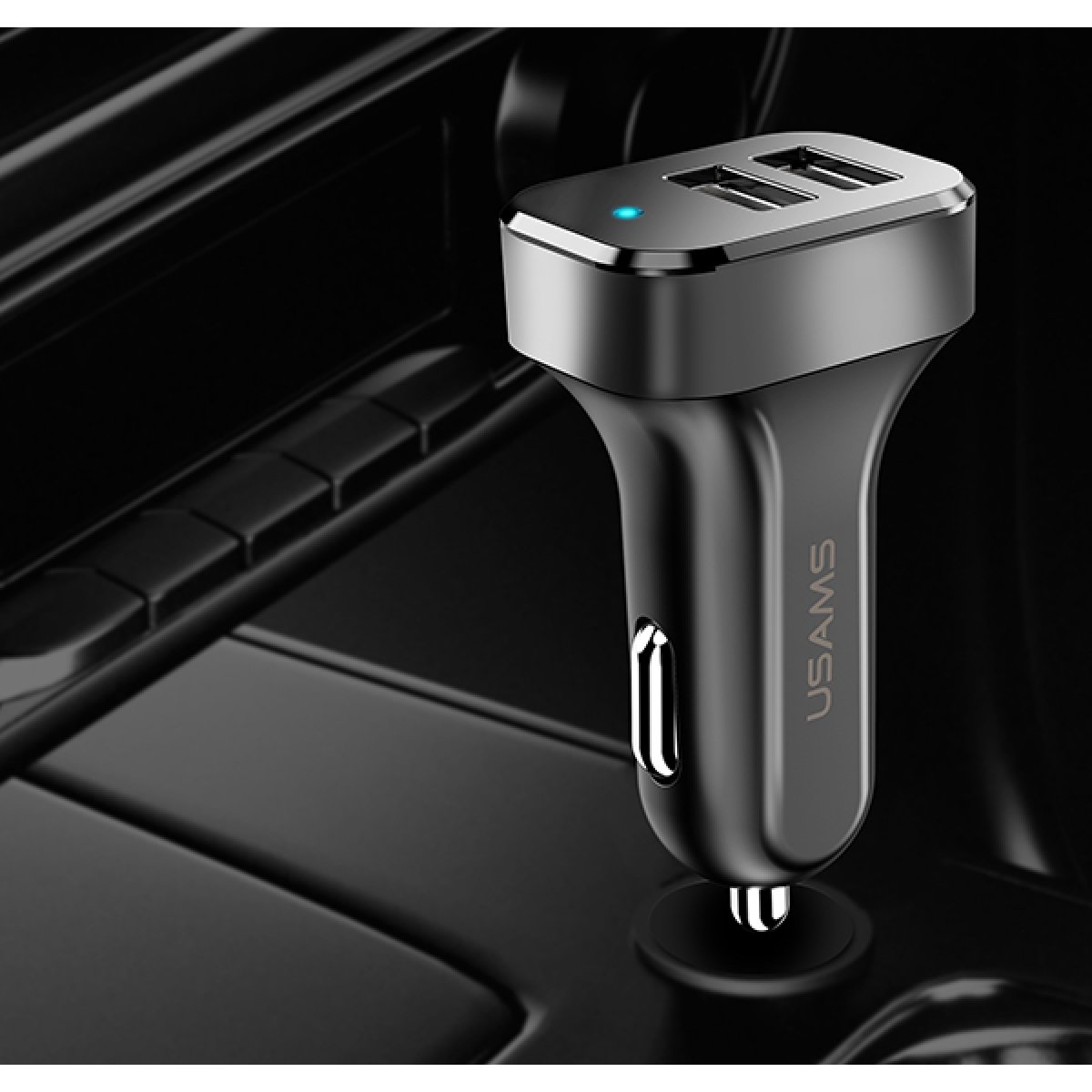USAMS φορτιστής αυτοκινήτου C13 & καλώδιο type-C, 2x USB, 2.1A, μαύρο - Image 4