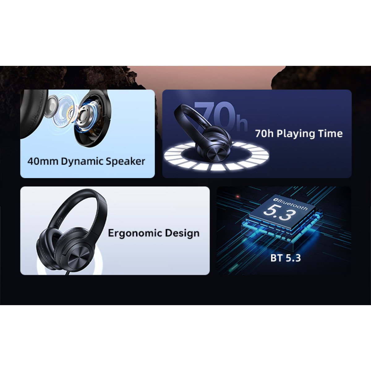 TDLYEJYS01-1 USAMS headphones YH21, ασύρματα & ενσύρματα, Φ40mm, 500mAh, μαύρα - Image 2