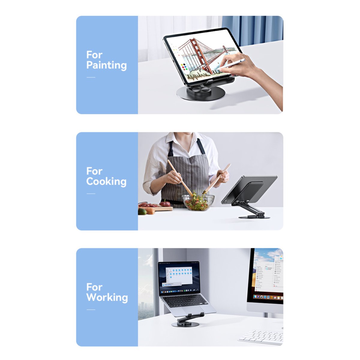 ZJ80ZJ01-4 USAMS επιτραπέζια βάση για tablet ZJ080 έως 12", foldable, μαύρη - Image 5