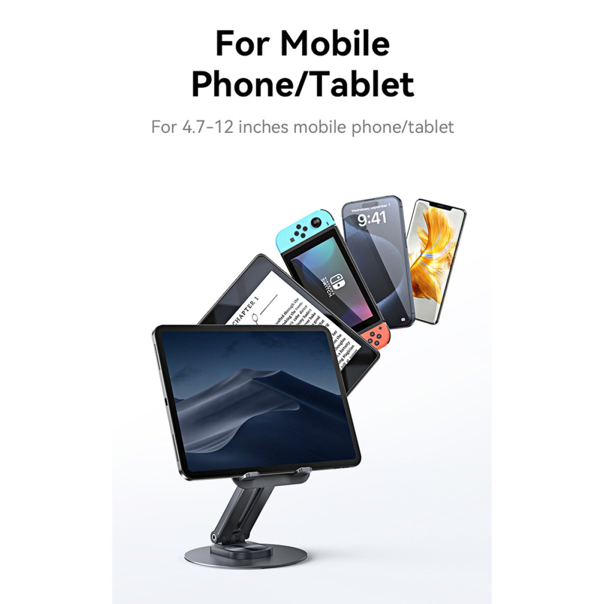 ZJ80ZJ01-6 USAMS επιτραπέζια βάση για tablet ZJ080 έως 12", foldable, μαύρη - Image 7