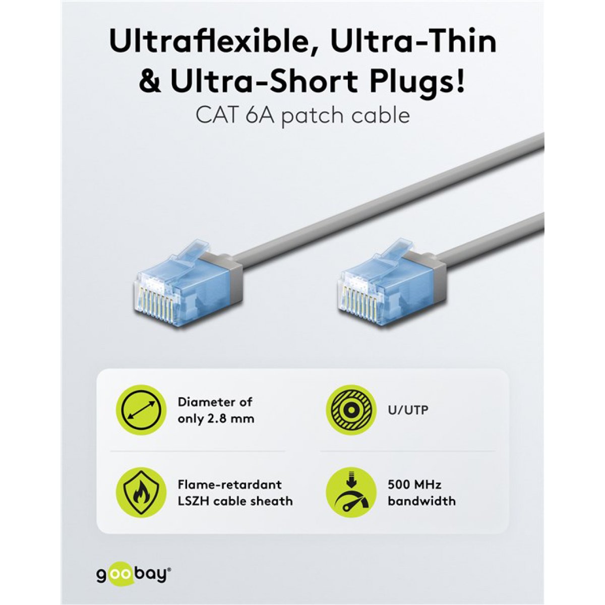 74226-1 GOOBAY καλώδιο δικτύου 74226, CAT 6A U/UTP, slim, copper, 500MHz, 7.5m, γκρι - Image 2