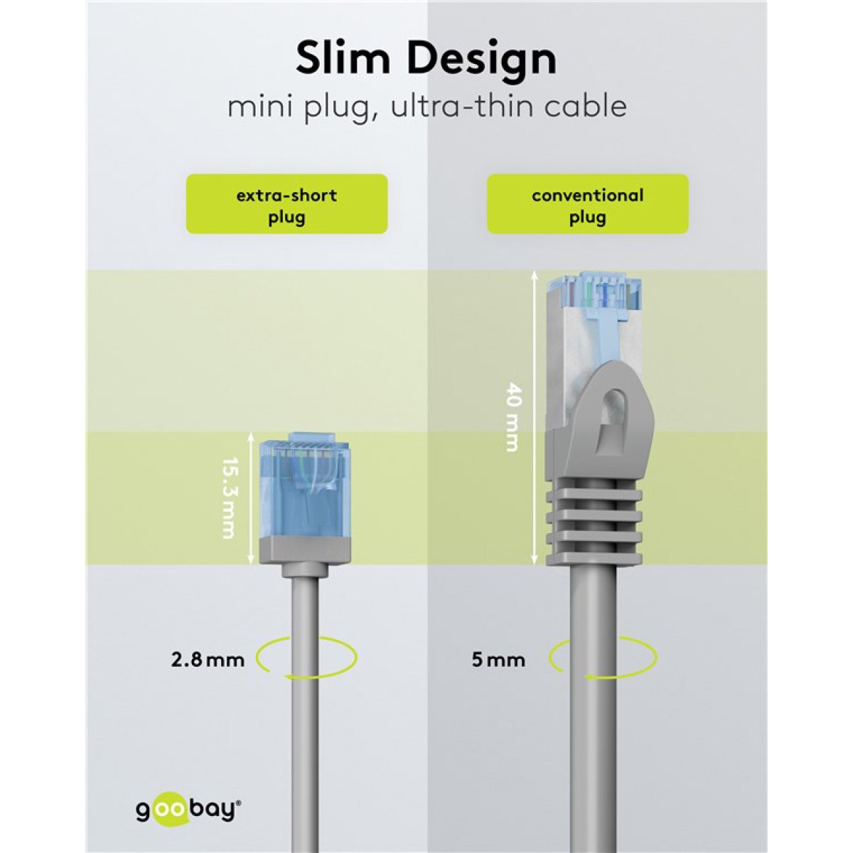 74226-2 GOOBAY καλώδιο δικτύου 74226, CAT 6A U/UTP, slim, copper, 500MHz, 7.5m, γκρι - Image 3