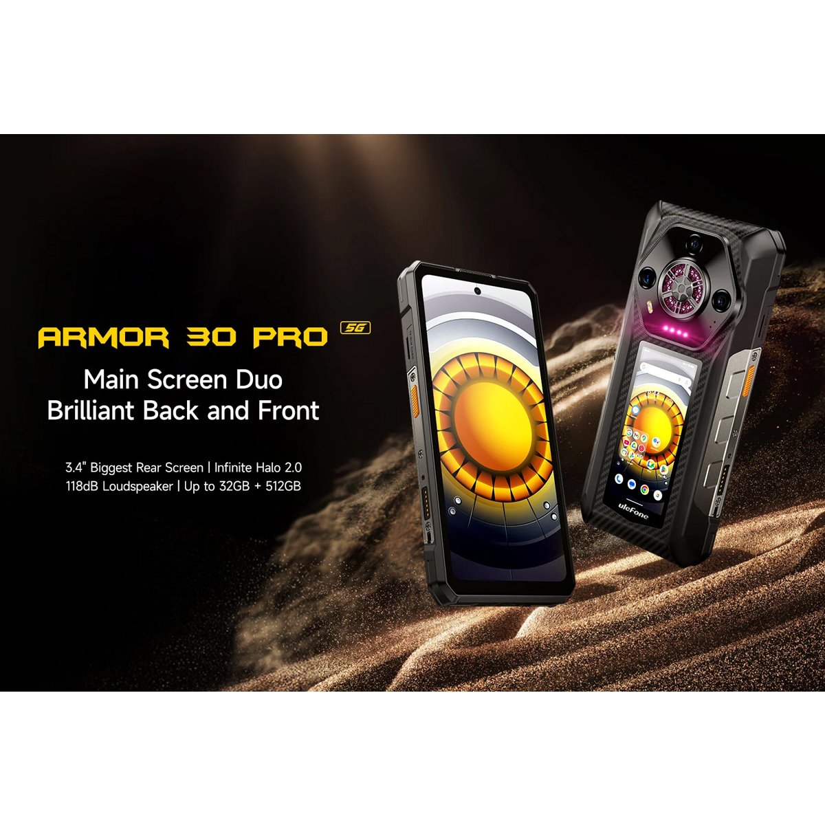 ULEFONE smartphone Armor 30 Pro, 6.95" & 3.4", 16/512GB, 5G, 12800mAh, IP68/IP69K, μαύρο - Image 2