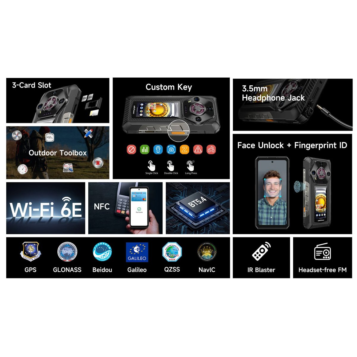 ULEFONE smartphone Armor 30 Pro, 6.95" & 3.4", 16/512GB, 5G, 12800mAh, IP68/IP69K, μαύρο - Image 3