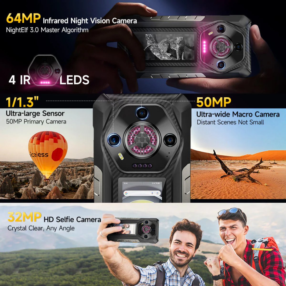 ULEFONE smartphone Armor 30 Pro, 6.95" & 3.4", 16/512GB, 5G, 12800mAh, IP68/IP69K, μαύρο - Image 9