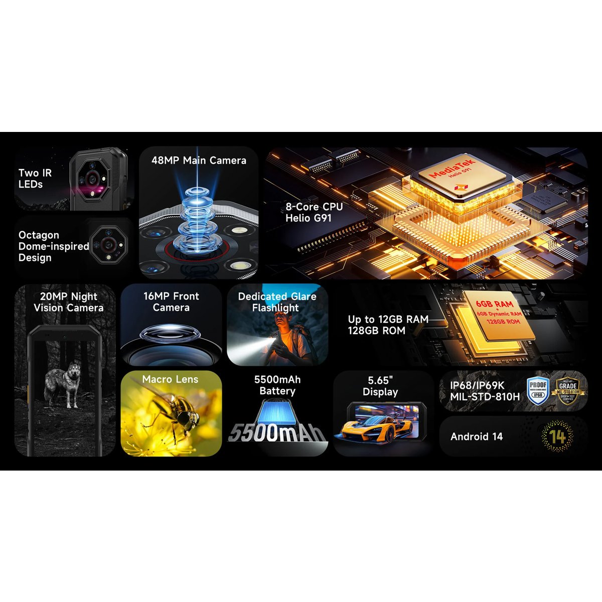 ARMORX32-BK-2 ULEFONE smartphone Armor X32, 5.65", 6/128GB, 5500mAh, IP68/IP69K, μαύρο - Image 9
