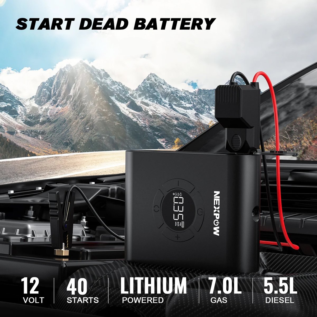 NEXPOW εκκινητής μπαταρίας & συμπιεστής αέρος AKP-P200, 12V/1500A, 150PSI, 8000mAh - Image 2