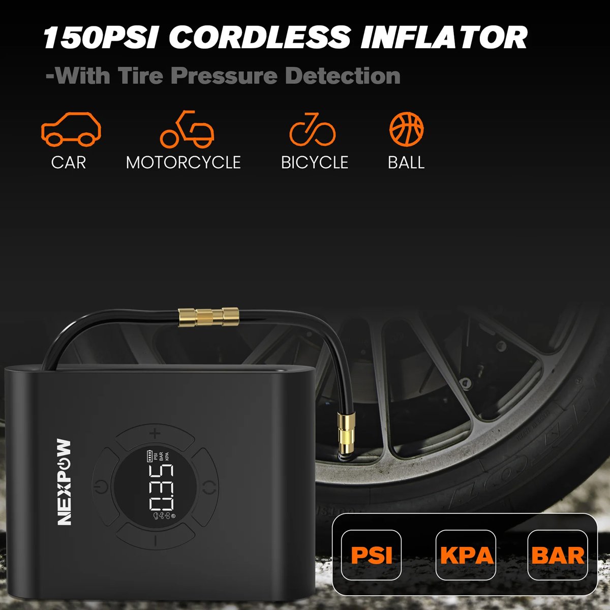 NEXPOW εκκινητής μπαταρίας & συμπιεστής αέρος AKP-P200, 12V/1500A, 150PSI, 8000mAh - Image 6