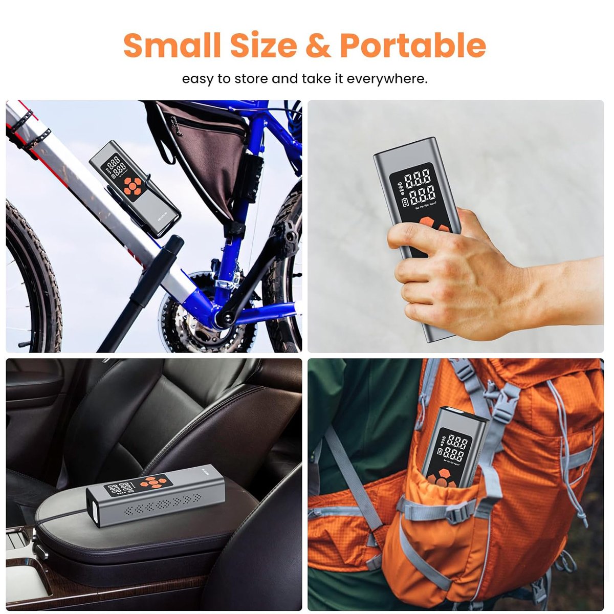 NEXPOW συμπιεστής αέρος αυτοκινήτου MS22C-003 με φακό, 7500mAh, 150PSI - Image 6