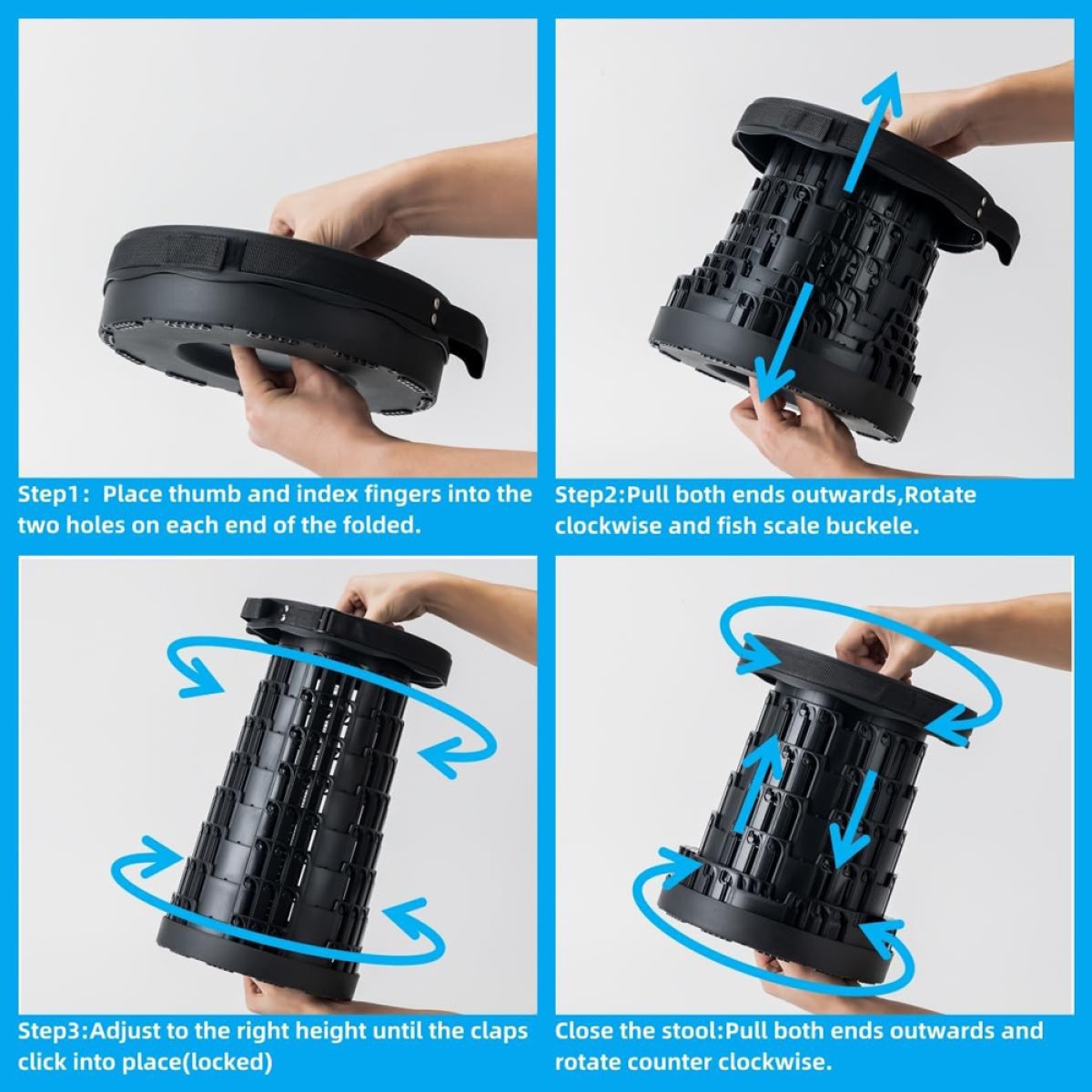 POWERTECH πτυσσόμενο καρεκλάκι HUH-0234, αντοχή έως 250kg, 25.5x45cm, μπλε - Image 6